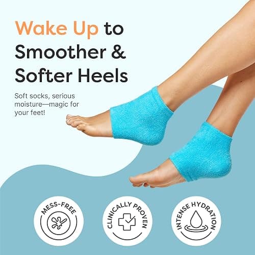ZenToes Moisturizing Socks for Cracked Heel Treatment, Vitamin E, Olive Oil and Jojoba Oil Heel Socks, Stocking Stuffers for Women, Spa Self Care Gifts for Women (Fuzzy Blue, Regular) thumbnail 2