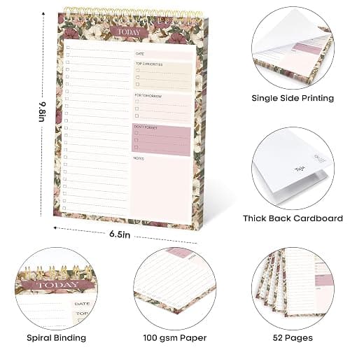 To Do List Pad - To Do List Notebook for Work with 52 Sheets, Undated Daily Planner Perfect for Daily Tasks and Goal Setting, To Do List Notepad Suitable for Office, Home and School - Mauve Muse thumbnail 2