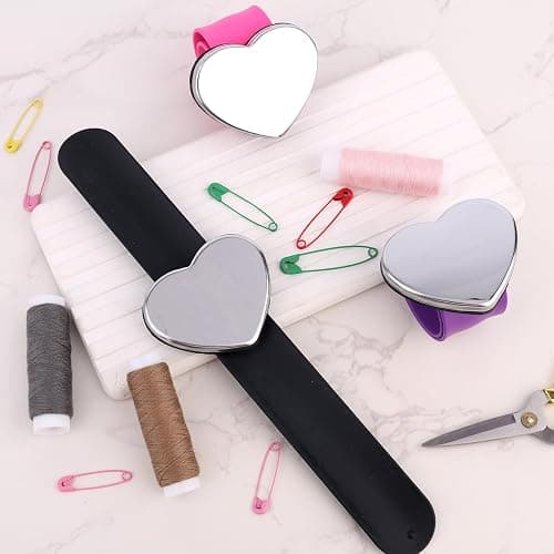 3pcs Magnetic Pin Cushion Wristband, 3 Colors Wrist Sewing Pincushion Silicone Strap,Magnetic Pin Holder Wristband for Sewing Quilting Accessory Braiding Hair Styling and Crafting (Heart-Shaped) thumbnail 5