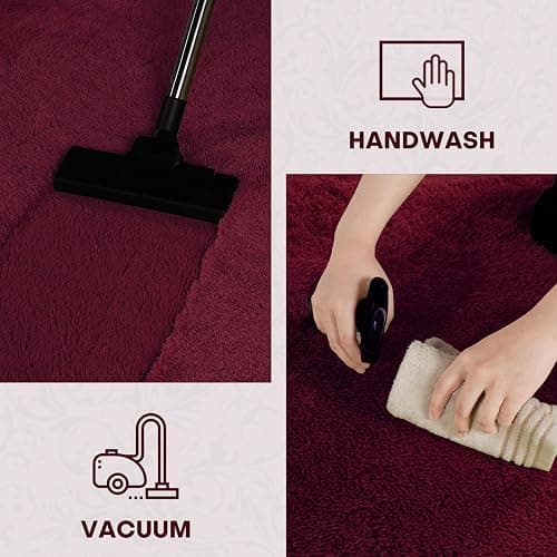 XSIVOD Plush Fluffy Non-slip Shaggy Rugs Living Room, 140x200cm, Wine Red | Non-slip soft area rug, plush bedroom carpet. Ideal for dorm, teen room, playroom, study, office, Modern indoor furry decor. thumbnail 9