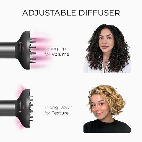 TYMO Blow Dryer with Comb - 1500W Professional High Speed Blow Dryer with Diffuser, 110,000RPM Fast Dry, 200 Million Ionic Diffuser Hairdryer, 4 Temps & 3 Speeds, 8 Ft Cord for Salon, Metal Gray thumbnail 5
