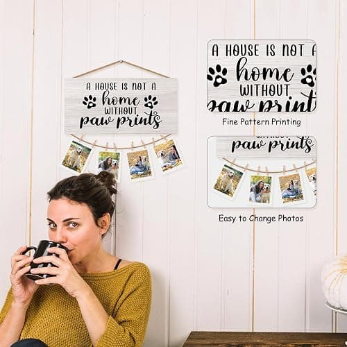 CGBHW Dog Gifts Picture Frame Photo Holder for Wall, Dog Mom Dad Lovers Owner Gifts for Women Men, Pet Lovers Gift, a House Is Not a Home Without Paw Prints Hanging Photo Display Wall Decor thumbnail 5