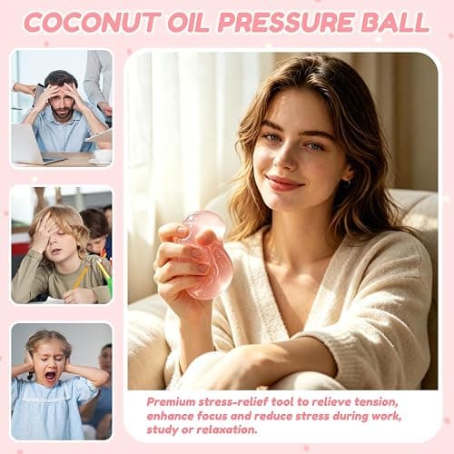 Coconut Oil Squishy, Colorful Squishy Fidget Toys, Handmade Slow-Rising Fidget Squeeze Toys, Sensory Stress Relief Toy for Adults, Sensory Fidget Oil Ball Toy for Kids Favors Birthday Gifts-Pink thumbnail 6