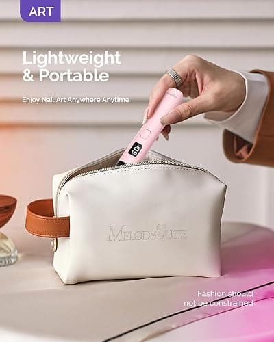 MelodySusie Handheld UV Light for Gel Nails with Stand, Mini Portable Cordless Nail Lamp with LCD Display, Eye-Protective Cover, Flash Curing for Glue Pink thumbnail 6