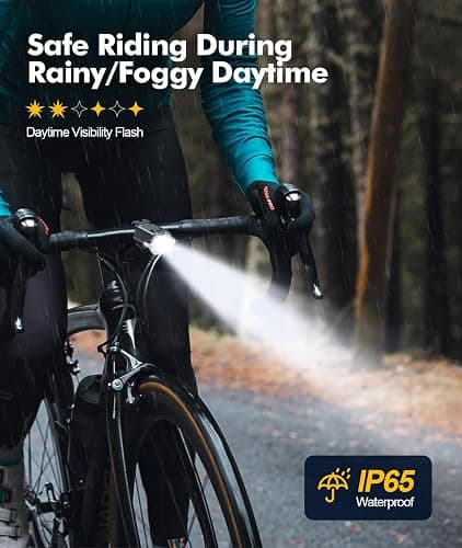 CIRYCASE Bike Lights Front and Back, 3+6 Modes Bicycle Lights with Side Warning Light, Rechargeable & IP65 Waterproof Cycle Light, CyclingLights Headlight and Rear for Road Riding, Easy to Install thumbnail 5