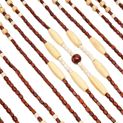 Headery Beaded Curtain, Handmade Wood Bead Curtain Door Beads Beaded Door, Exquisite Room Decor Doorway Beads Hanging Door Beads for Bedroom Bathroom Kitchen Restaurant (Beige&Brown) - Beige&brown thumbnail 8