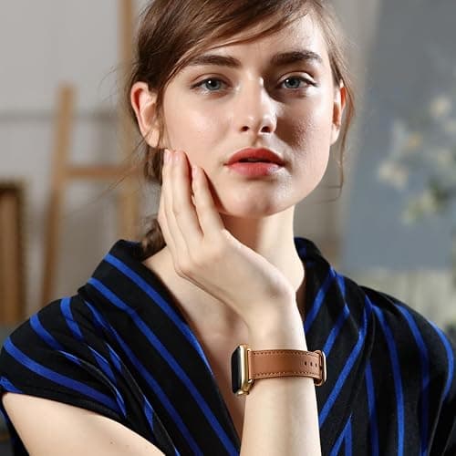 WFEAGL Compatible with Apple Watch Band 41mm 40mm 38mm 42mm(series 11 10) Women, Top Genuine Leather Band for iWatch SE 3 2 1 & Series 11 10 9 8 7 6 5 4 3 2 1 thumbnail 5
