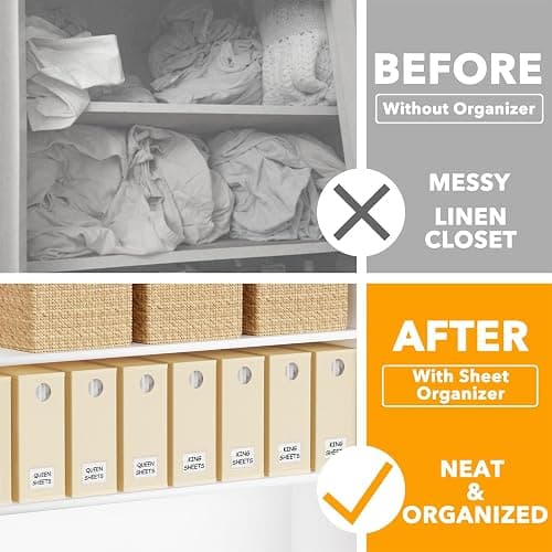 SpaceAid 8 Pack Bed Sheet Organizers and Storage, Foldable Sheet Organizer for Linen Closet, Sheets Set Folder Keeper with Window XL (Queen & King Size) Bedding Container (Beige, 8 Pack) thumbnail 3