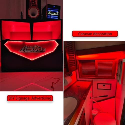Marreal 20ft 12V 360 LED Red Strip Light, Flexible Cuttable Non-Waterproof for Indoor Party Decoration, with Power Supply & Dimmer. - Red thumbnail 5