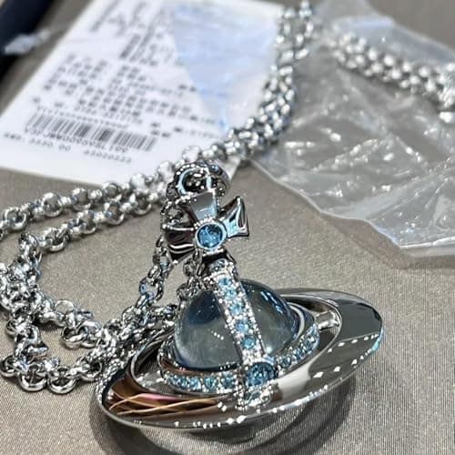 HXLIANG Three-Dimensional Star Necklace - 71-80cm Glacier Blue Titanium Senior Electroplating thumbnail 5