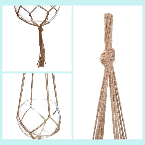 EBOOT 2 Pack 48 Inch Large Macrame Plant Hanger Rope to Hang Flower Pot Plant Holder for Indoor Outdoor Decorations, 4 Legs (Linen Color) thumbnail 6