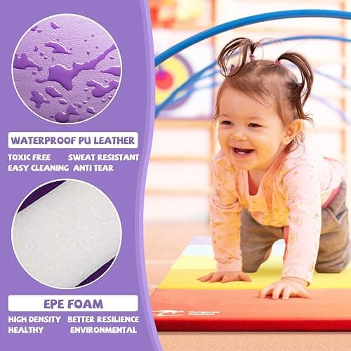 Kangaroo Hoppers Gymnastics Tumbling Mats for Kids, Foldable Gym Mat with Carrying Handles for Home Activity Play thumbnail 4