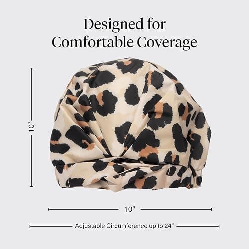 Kitsch Luxury Shower Caps for Women Reusable Waterproof - Large Shower Cap for Women, Non-slip, Quick-dry Hair Cap for Long and Short Hair, Comfortable and Stylish Design - Leopard thumbnail 4