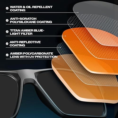 Titan Gaming Glasses, Blue Light Blocking, Night Driving Glasses for Men, Computer Protection, Gift for Gamers thumbnail 5