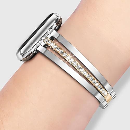 KOREDA Slim Gold Band Compatible for Apple Watch Band 38mm 40mm 41mm 42mm 44mm 45mm 46mm 49mm Series 11 10 9 8 7 SE Ultra Women, Thin Metal Dressy Jewelry Bracelet with Bling Diamond for iWatch Series 6/5/4/3/2/1 thumbnail 6