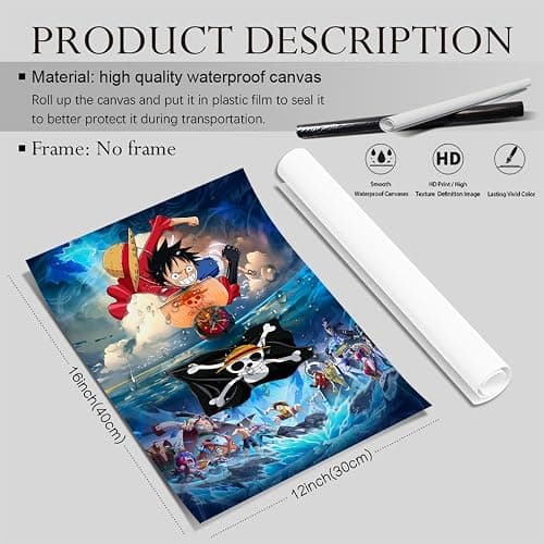 Anime One Piece Poster For Fans Kids Birthday Gifts-Manga Lovers Posters Canvas Art Print Manga Picture For Teen Girls/Boys Room Bedroom Wall Decor thumbnail 2