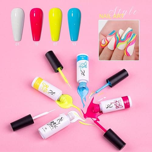 SXC Cosmetics 24-Color Gel Liner Set for Nail Art - With Built-in Thin Brush for Swirl Nail Designs and Soak-Off Gel Polish thumbnail 9