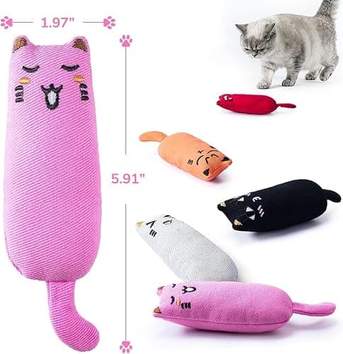 Legendog 5Pcs Bite Resistant Catnip Toy for Cats,Catnip Filled Cartoon Mice Cat Teething Chew Toy thumbnail 7
