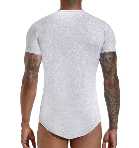 Landofgenie Mens Short Sleeve Bodysuit Pajama Bodysuit One Piece Pajamas Rompers Basic Onesie Crotch Snap Shirts thumbnail 7