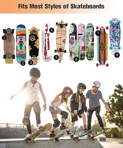 Koutemie Skateboard Rack Wall Mount with Five-Layer Skate Board Stand for Storage Longboard Deck Organizer, Skateboard Wall Display Hanger Holder with 6 Hooks for Home or Garage thumbnail 5