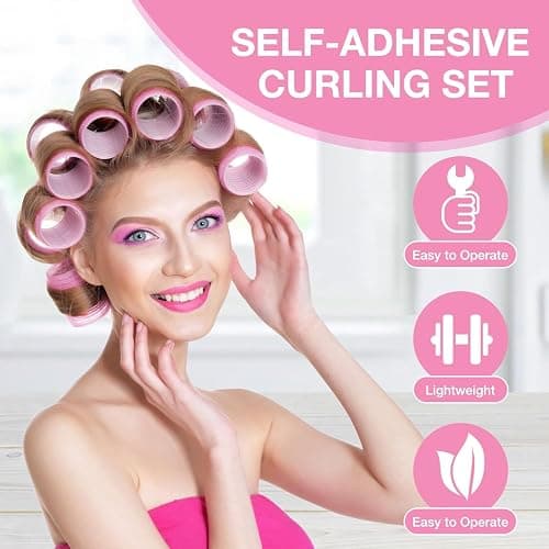 Lockenwickler Set 50 Stücke, 24 Stück 4 Größen (60/48/36/25mm) mit 24 Edelstahl-Clips, Lockenwickler Groß Selbsthaftend, Haarwickler, Hair Rollers with Clips für Lange, Mittlere & Kurze Haare thumbnail 4