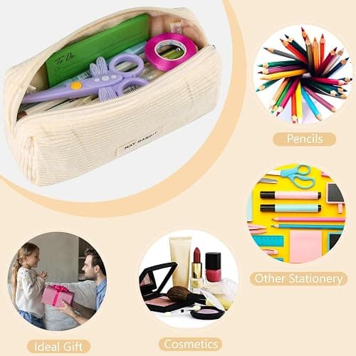 Maxmoc Federmäppchen Cord-Stoff,Mäppchen Cord-Stoff,Federtasche Mädchen,Pencil Case Schulmäppchen,Stiftemappe für Frauen Mädchen thumbnail 7