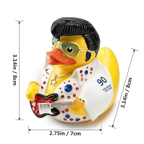ChuangJie Elvis Duck Figurine, White Jumpsuit Design with Rhinestones, Decorative Collectible, 3.14 x 3.14 x 2.75 inches thumbnail 3