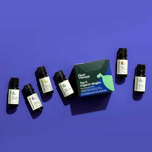 Plant Therapy Top 6 USDA Organic Essential Oil Set - Lavender, Peppermint, Eucalyptus, Lemon, Tea Tree 100% Pure, Natural Aromatherapy, for Diffusion & Topical Use, Therapeutic Grade 10 mL (1/3 oz) thumbnail 2