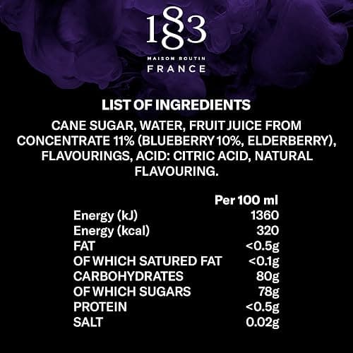 1883 Maison Routin Blueberry-Muffin Syrup Perfect for Coffees, Cocktails, Mocktails & Smoothies - Vegan-Friendly, Allergen-Free, No Preservatives - 1L Glass Bottle thumbnail 3