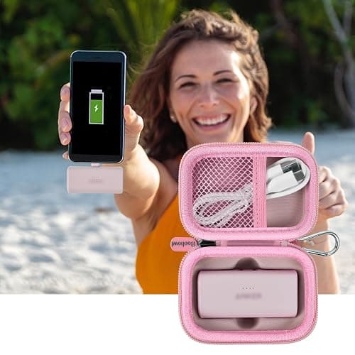 Boobowl Case Compatible with Anker Nano Portable Charger Power Bank, 5,000 Mah, with Built-in Lightning Connector, Charging Battery Pack Storage Holder for amelema/for LanLuk/for Feob (Box Only)-Pink thumbnail 6