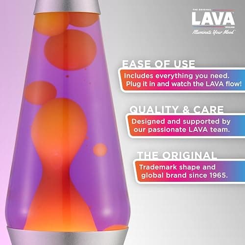 Lava Lamp 2125, Yellow Wax, Purple Liquid, Silver Base and Cap, Original 14.5 inch LAVA Motion Lamp to Illuminate Your Mood thumbnail 3