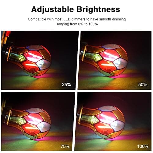 Aygrochy Dimmable Stained Glass Light Bulb LED Bulbs,3.5W E26 Base,A19 LED Colored Light Bulb,for Christmas Decoration,Party,Home Lighting,Garden,Balcony,2 Pack thumbnail 2
