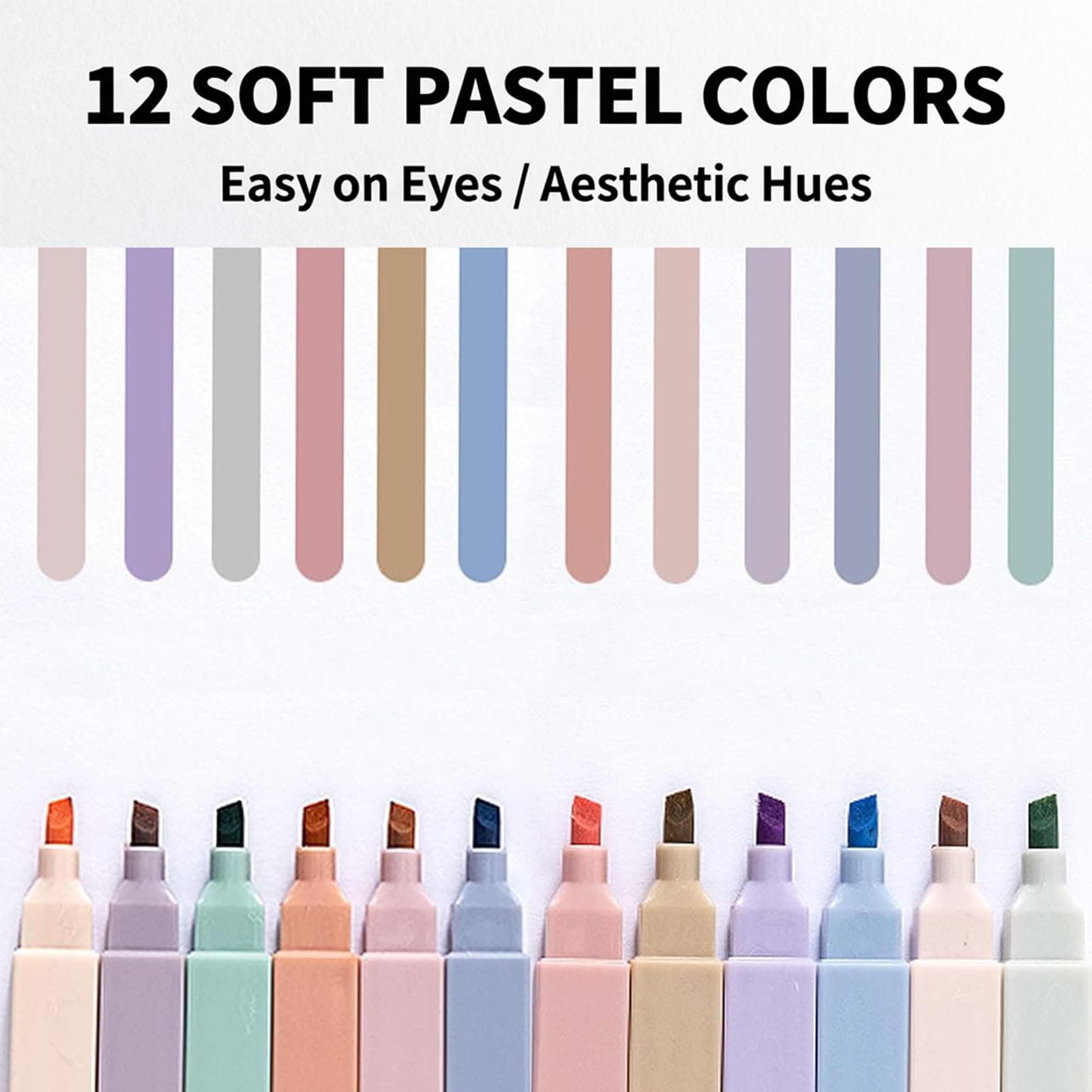 12 Pcs Bible Highlighters, Soft Chisel Tip Pastel Ink No Bleed Eye Friendly Square Grip Design, Planner Pens Bible Study Note Taking Journaling Reading Marking Stationary Aesthetic Use thumbnail 4