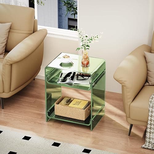solaround Table d'appoint en Acrylique Transparent, pour Salon, Chambre, Table de Chevet, 40 x 30 x 50 cm (Vert) thumbnail 2
