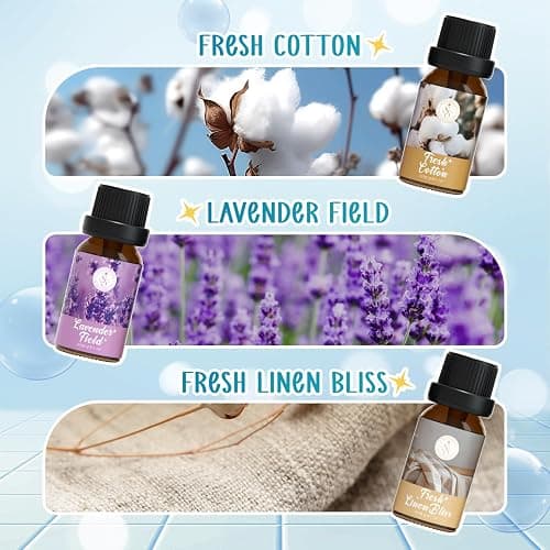 Clean Essential Oils Set, SoulOrigin Fragrance Oil Gift Set for Oil Diffusers, Scented Oils 6x10ml - Beach Sage Laundry Detergent, Citrus Burst, Lavender Fields, Fresh Linen, Warm Petals, Fresh Cotton thumbnail 3