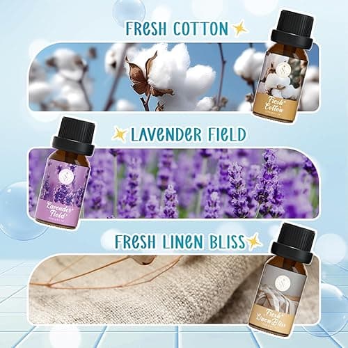 Clean Essential Oils Set, SoulOrigin Fragrance Oil Gift Set for Oil Diffusers, Scented Oils 6x10ml - Beach Sage Laundry Detergent, Citrus Burst, Lavender Fields, Fresh Linen, Warm Petals, Fresh Cotton thumbnail 4