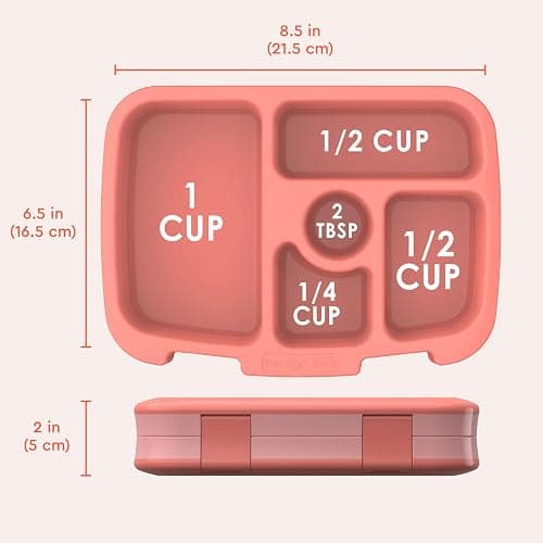 Bentgo Kids Bento-Style 5-Compartment Leak-Proof Lunch Box - Ideal Portion Sizes for Ages 3 to 7 - Durable, Drop-Proof, Dishwasher Safe, PFAS & BPA-Free & Made with Food-Safe Materials (Coral) thumbnail 3