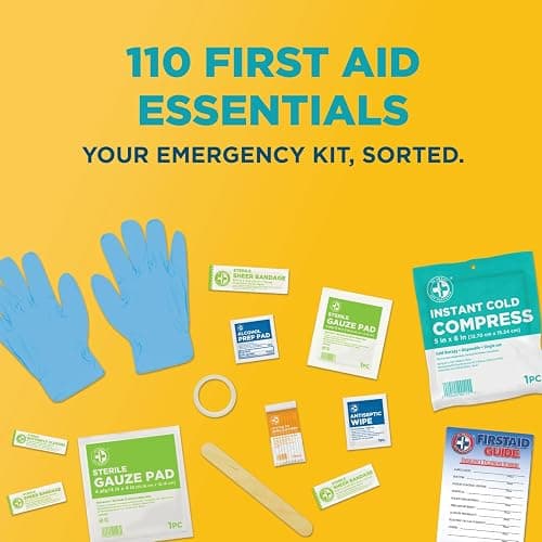 Be Smart Get Prepared 110 pc First Aid Kit: Clean, Treat, Protect Minor Cuts, Home, Office, Car, School, Business, Travel, Emergency, Outdoor, Camping & Sports, FSA/HSA (Packaging may vary) thumbnail 9
