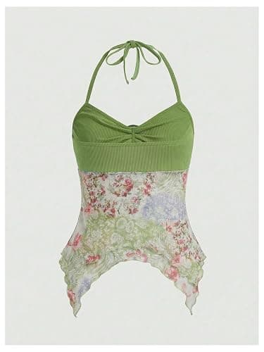 Verdusa Women's Y2k Halter Top Fairy 2000s Clothing Asymmetrical Going Out Tops Aesthetic Whimsical Clothes thumbnail 3