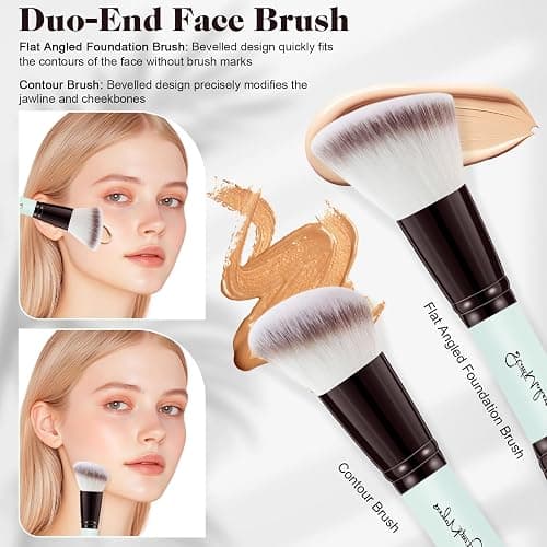 START MAKERS Makeup Brush Set 5Pcs, Dual-Ended Foundation Contour Concealer Blush Powder Bronzer Eyeshadow Brushes for Liquid, Cream, Powder, Blending, Buffing, Stippling Face Make up Tools thumbnail 3