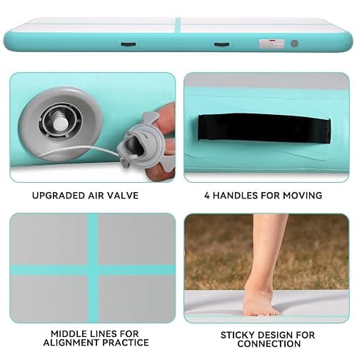 KIKILIVE Inflatable Air Gymnastics Tumbling Mat 6ft 10ft 13ft 16ft 20ft, Air Tumble Track Mat 4/8 inches Thickness with Electric Air Pump for Home Use Training Cheerleading Yoga Water Beach Park thumbnail 3