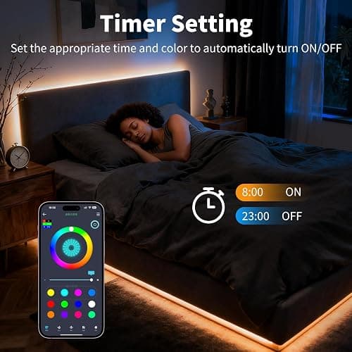 LCTKJTP LED Strip Lights,RGB Music Sync Color Changing Led Lights with Smart App Control Remote & Remote Control for Room,Part,Essential,Sense of Atmosphere Decoration(100FT-2 Rolls of 50ft) thumbnail 4