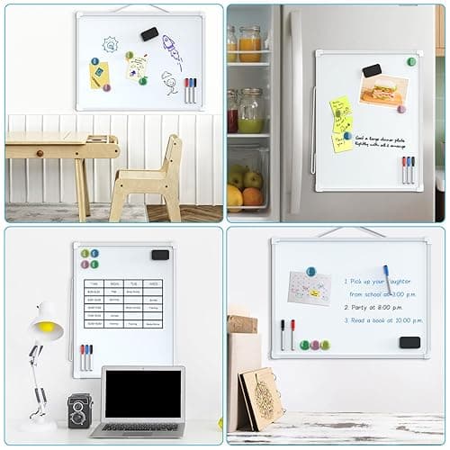 MaxGear Double-Sided Dry Erase Board for Wall, 16"x12" Hanging Whiteboard, Small Dry Erase White Board with 3 Markers&4 Magnets, Portable Whiteboard for Students - Planning, Drawing, Memo, to Do List - White - 16"x12" thumbnail 7