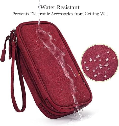 CAOODKDK Electronics Accessories Organizer Pouch Bag, Travel Universal Organizer for Cable, Charger, Phone, SD Card, Business Travel Gadget Bag (Wine Red) thumbnail 6