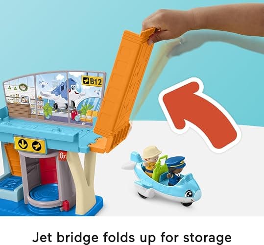 Fisher-Price Little People Everyday Adventures Airport Playset, Ages 1+ | Airport playset + airplane + 2 figures + Luggage, 5 pieces, builds fine motor + cause & effect skills, no batteries thumbnail 3