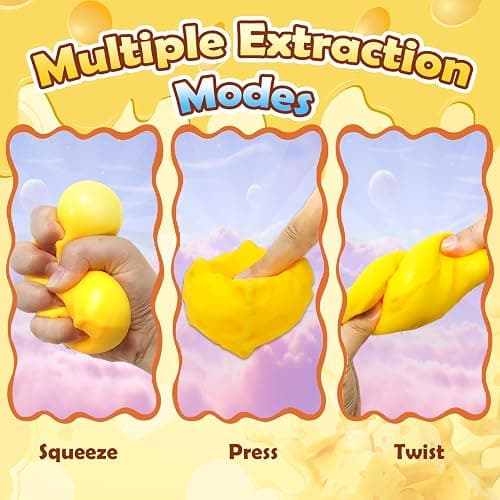 Audasi 2Pcs 5cm Unbreakable Cute Toys Stress Ball Cheese Block Sensory Toy Relieves Stress for Kids And Adults thumbnail 3