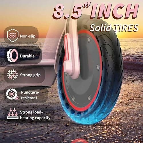 Roinside Electric Scooter - 8.5"/10''/14'' Solid Tires, 350W/500W Motor, Up to 19/22MPH& 16/21/23/24Miles Long-Range Portable Commuting Scooter for Adults with Double Braking System, App thumbnail 3
