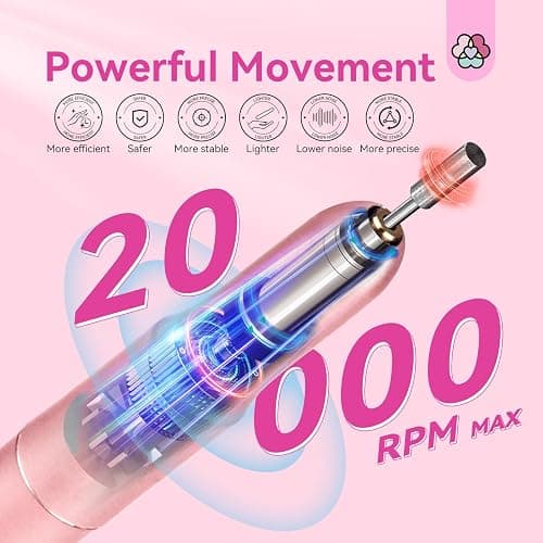 SAVILAND Electric Nail Drill: 2025 Electric Nail File Rose Efile Nail Drill Professional Manicure with 6PCS Nail Drill Bits Portable Nail File & Salon Use Manicure Pedicure at Home thumbnail 4