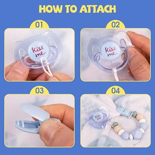 Aori Silicone Pacifier Clips Holder Flexible Binky Clip with Magnetic Pacifier for Lifelike Reborn Dolls - Blue thumbnail 5