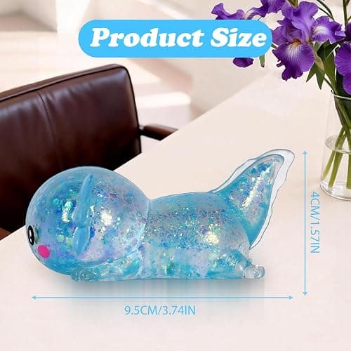 Axolotl Squishy Stress Ball, Soft TPR Slow Rising Squeeze Toy, Cute Axolotl Fidget Toy for Stress Relief, Anxiety Calming Sensory Toy for Kids Adults(Blue Lie Axolotl) thumbnail 2